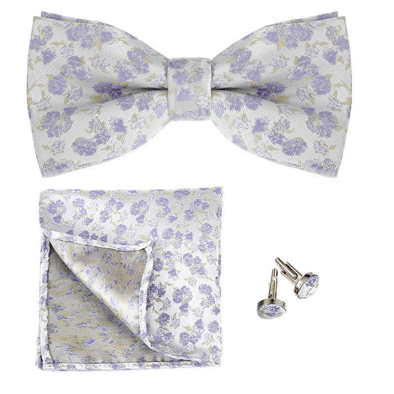 Set di 3 cravatte a farfalla con motivo floreale a rosa da uomo - Viola - image 1