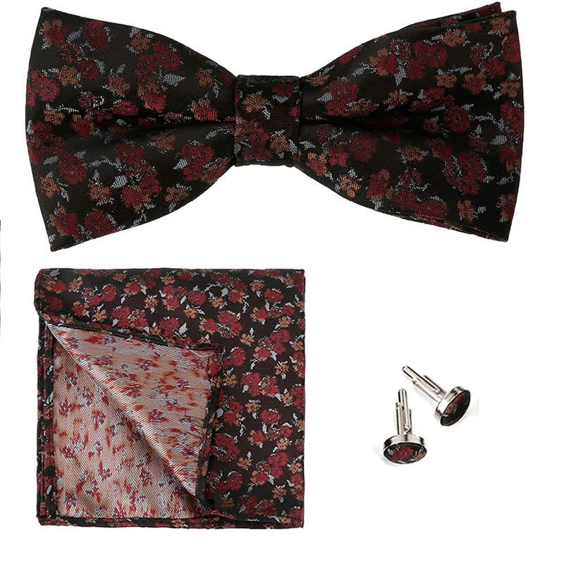 Set di 3 cravatte a farfalla con motivo floreale a rosa da uomo - Marrone - image 6