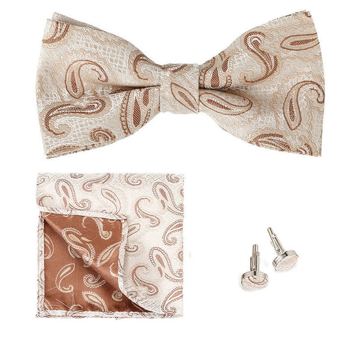 Set di 3 cravatte a farfalla classiche da uomo con motivo Paisley - Cachi - image 8
