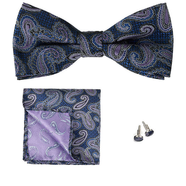 Set di 3 cravatte a farfalla classiche da uomo con motivo Paisley - Viola e blu navy - image 9