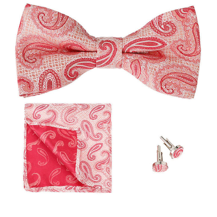 Set di 3 cravatte a farfalla classiche da uomo con motivo Paisley - Rosa - image 0