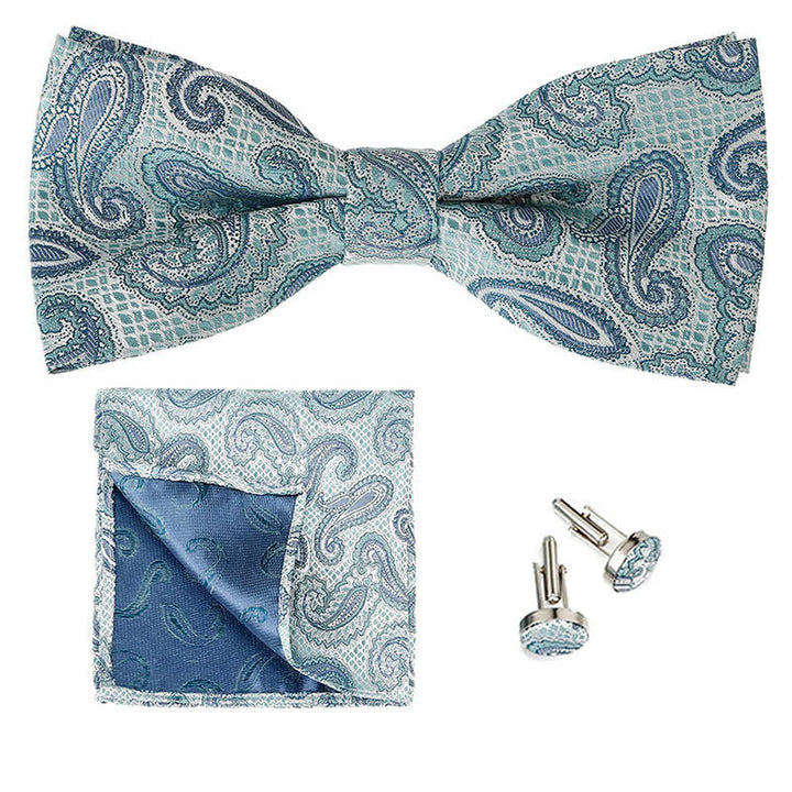 Set di 3 cravatte a farfalla classiche da uomo con motivo Paisley - Azzurro chiaro - image 7