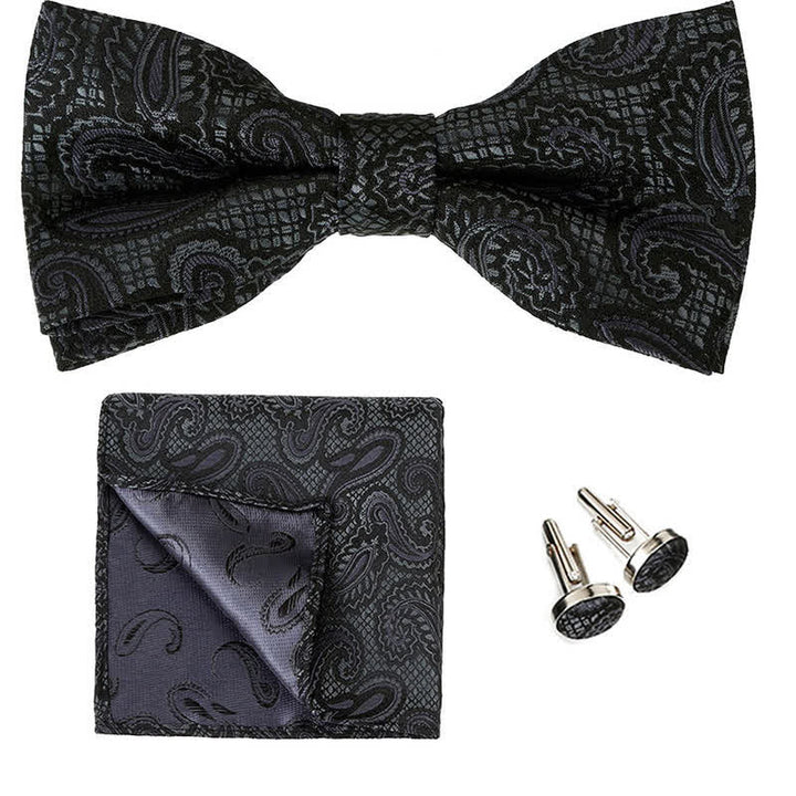 Set di 3 cravatte a farfalla classiche da uomo con motivo Paisley - Grigio scuro - image 5