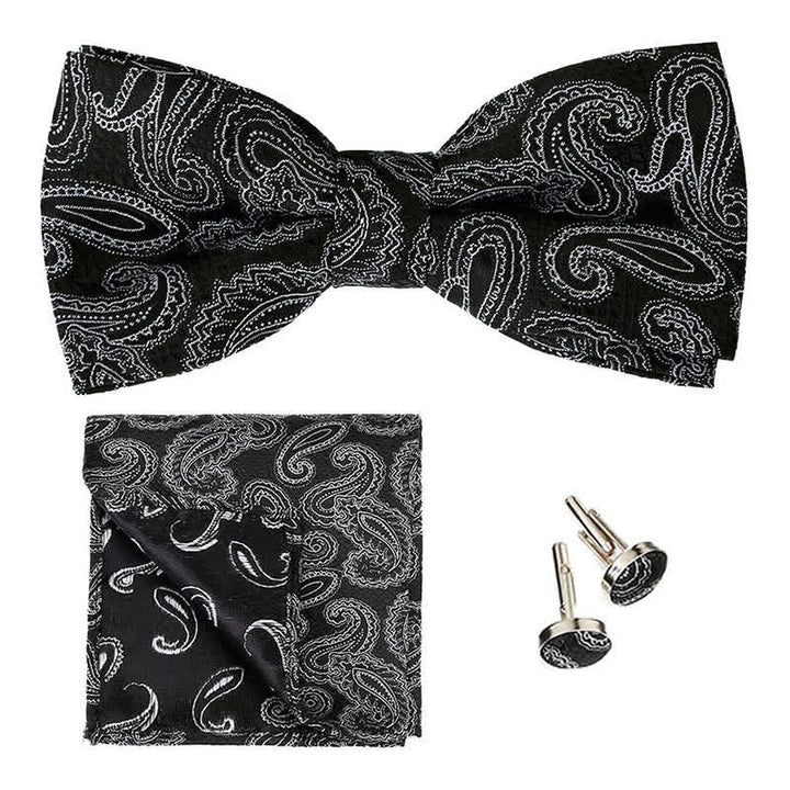 Set di 3 cravatte a farfalla classiche da uomo con motivo Paisley - Nero - image 2
