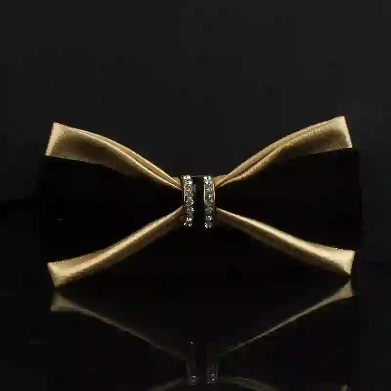 Set di 2 papillon con spilla di cervo in pelle PU con decorazione in cristallo da uomo - image 1