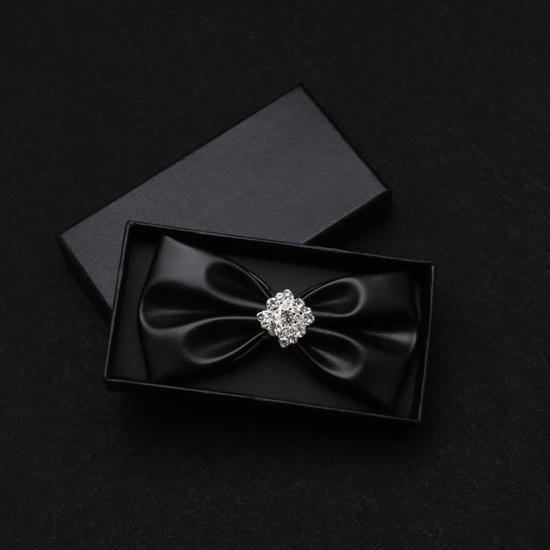 Papillon da uomo in pelle PU nera con strass scintillanti - Stile n. 1 - image 0