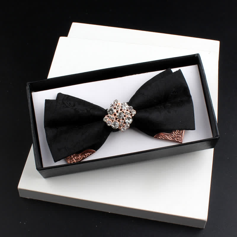 Set di 2 papillon con decorazioni in metallo dorato e motivo Paisley a doppio strato da uomo - Stile n. 2 - Nero - Papillon - image 11