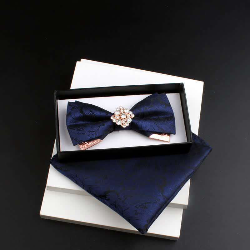 Set di 2 papillon con decorazioni in metallo dorato e motivo Paisley a doppio strato da uomo - Stile n. 2 - Marina Militare - Papillon + Sciarpa Quadrata - image 8