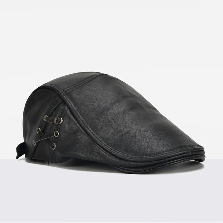 Cappello basco in pelle di vacchetta con lacci laterali - image 3