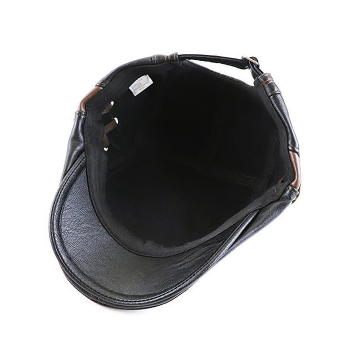 Cappello basco in pelle con lacci laterali alla moda - image 9