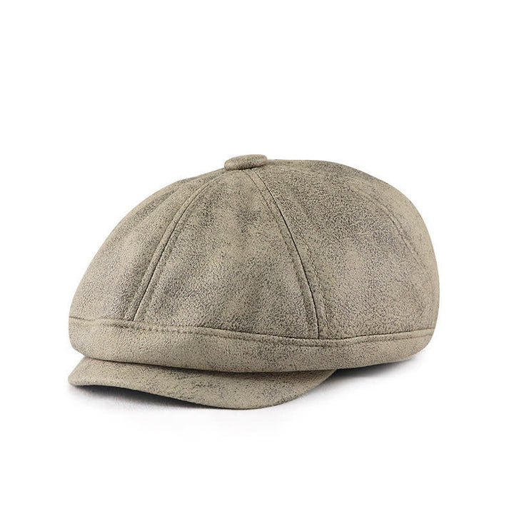 Cappello basco in pelle vintage lavata e invecchiata - Grigio chiaro - M (22"-22 7/8") - image 0