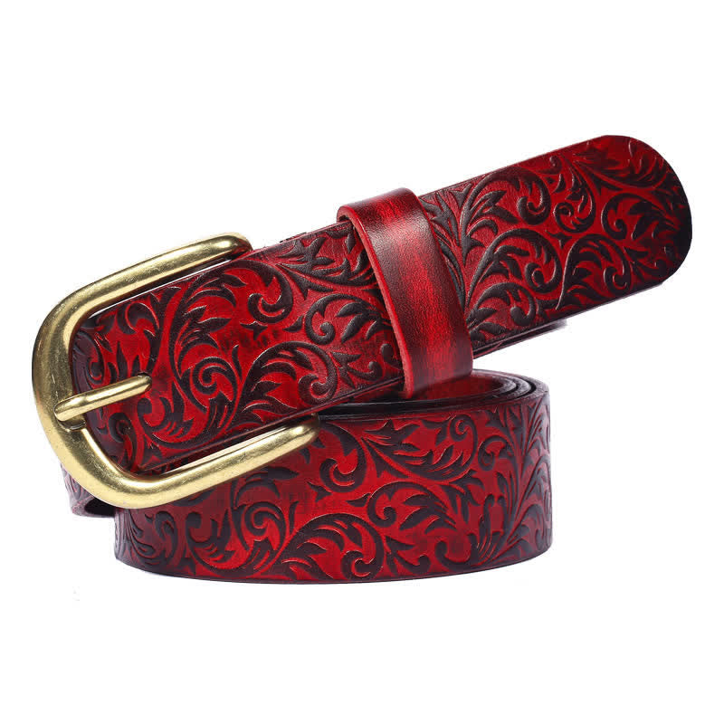 Cintura classica in pelle con stampa floreale splendidamente impressa - Rosso - 44 - image 0