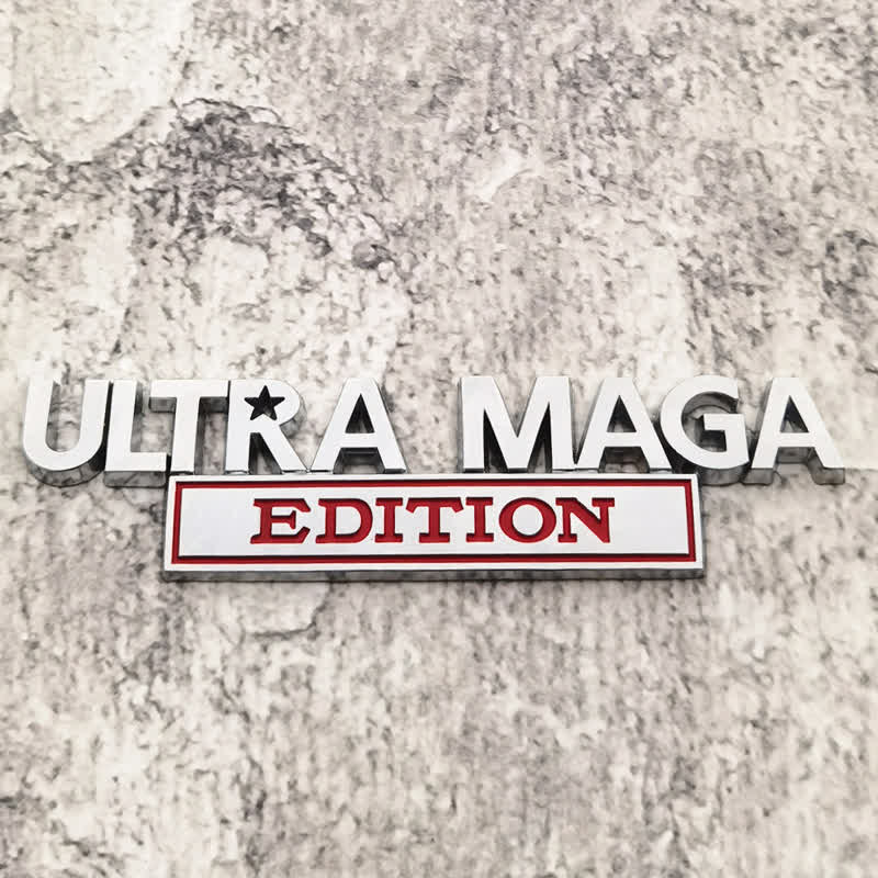 Distintivo per auto adesivo in metallo ULTRA MAGA EDITION - Argento e rosso - image 0