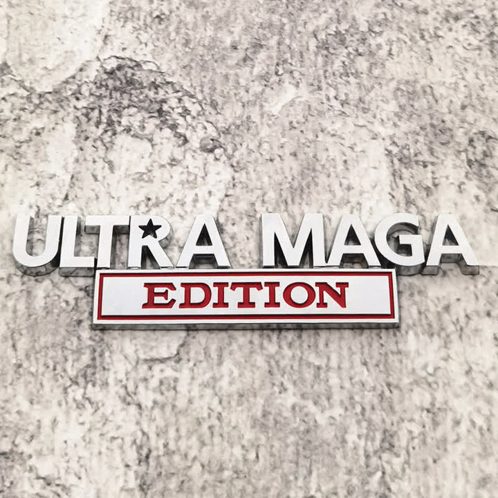 Distintivo per auto adesivo in metallo ULTRA MAGA EDITION - Argento e rosso - image 0