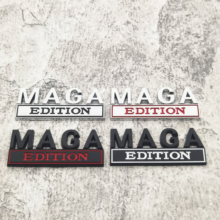 Adesivo in metallo per auto MAGA EDITION