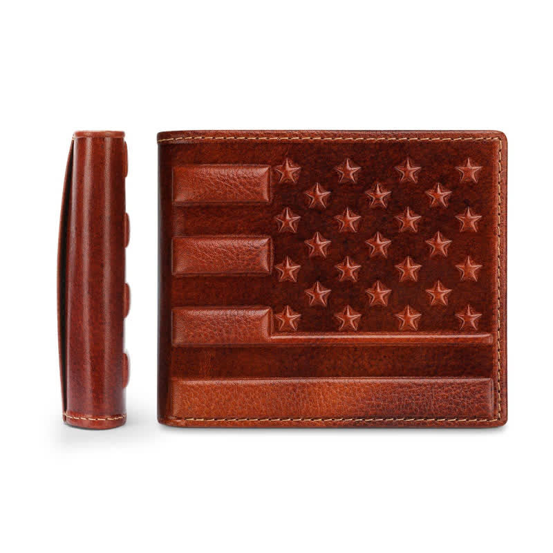 Portafoglio in pelle goffrata con bandiera americana patriottica - image 2