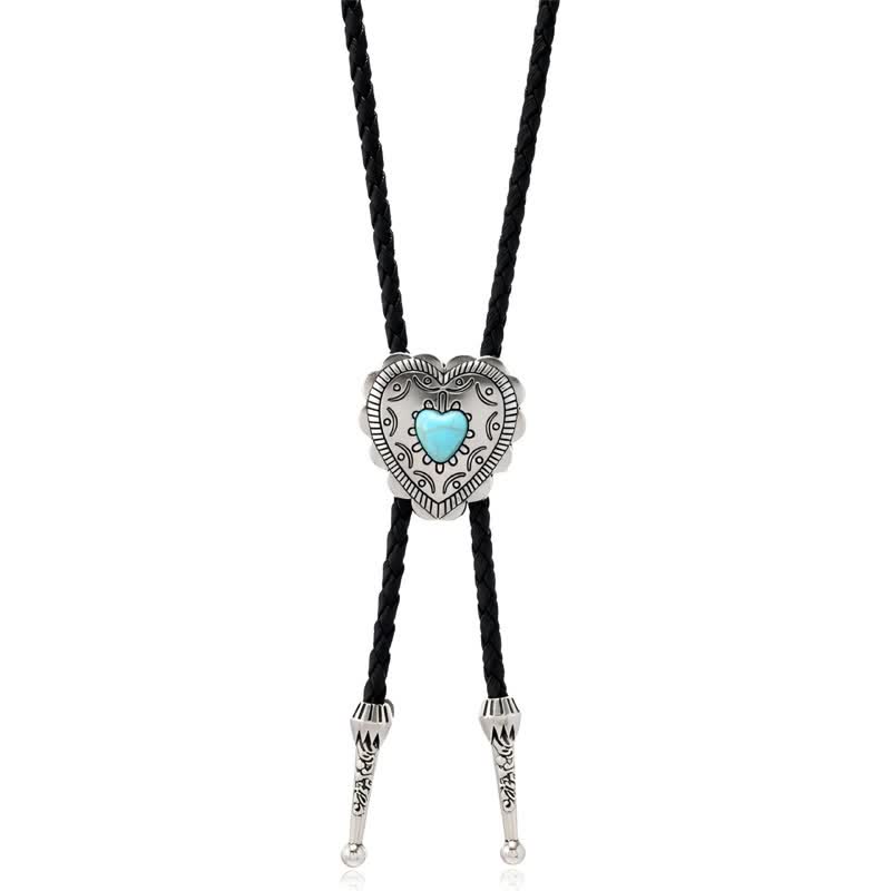 Cravatta Bolo con design turchese in stile western a forma di cuore di toro - Cuore - image 1