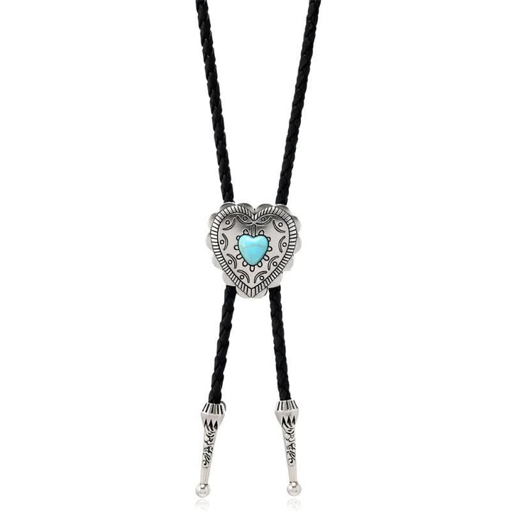 Cravatta Bolo con design turchese in stile western a forma di cuore di toro - Cuore - image 1