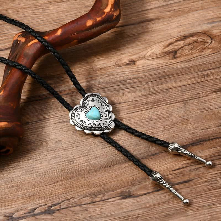 Cravatta Bolo con design turchese in stile western a forma di cuore di toro - image 2