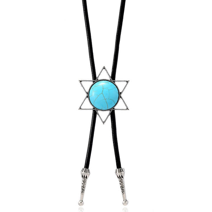 Cravatta Bolo con design turchese a stella a sei punte - Nero - image 3