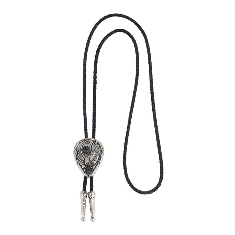 Cravatta Bolo con intarsi in pietra naturale e foglie da cowboy nativo - image 10