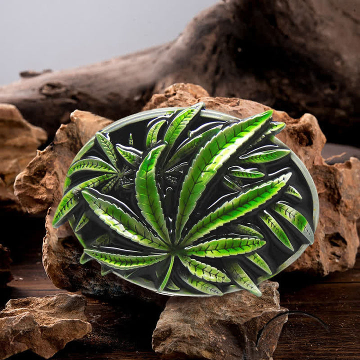 Cintura in pelle con fibbia a forma di pianta d'acero verde fai da te da uomo - Acero - Senza cintura - Senza cintura - image 0