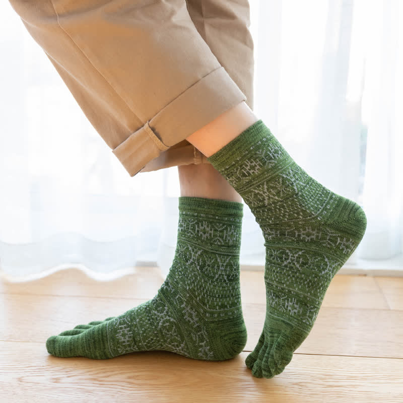 Calzini da uomo stile vintage Five Fingers Crew - Verde - 6 paia - Taglia unica (US 6.5 - US 10) - image 6