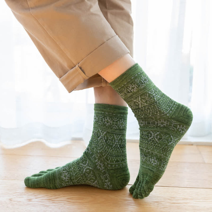Calzini da uomo stile vintage Five Fingers Crew - Verde - 6 paia - Taglia unica (US 6.5 - US 10) - image 6