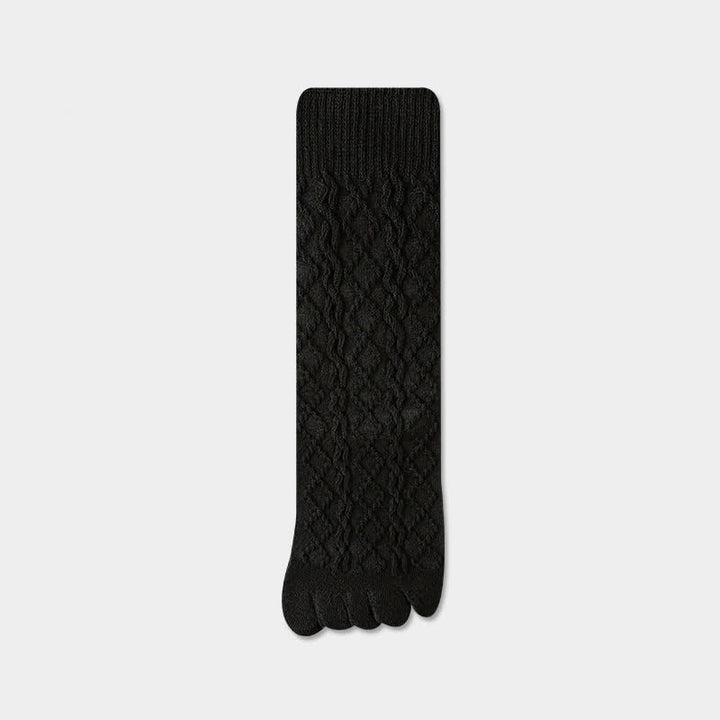 Calzini da donna in lana a cinque dita con motivo a torsione e spilit - Nero - 6 paia - Taglia unica (US 5.5 - US 8.5) - image 15