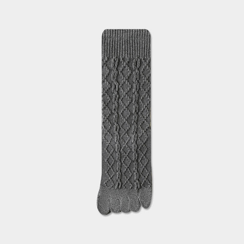 Calzini da donna in lana a cinque dita con motivo a torsione e spilit - Grigio - 6 paia - Taglia unica (US 5.5 - US 8.5) - image 14