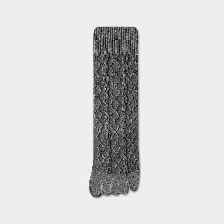 Calzini da donna in lana a cinque dita con motivo a torsione e spilit - Grigio - 6 paia - Taglia unica (US 5.5 - US 8.5) - image 14