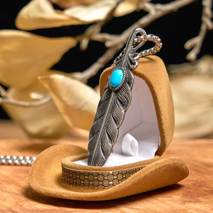 Set di anelli con collana e piuma turchese fai da te con fibbia per cintura con coltello nascosto Angle Wing - image 4