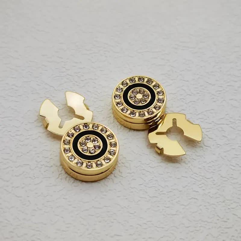 Set di gemelli da uomo con bottoni a pressione eleganti e originali, 1 paio - Oro - image 0
