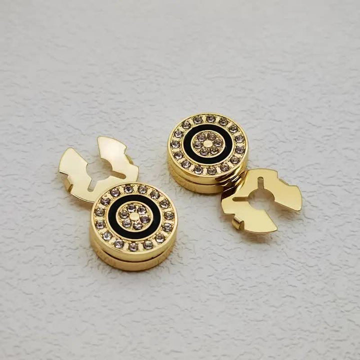 Set di gemelli da uomo con bottoni a pressione eleganti e originali, 1 paio - Oro - image 0