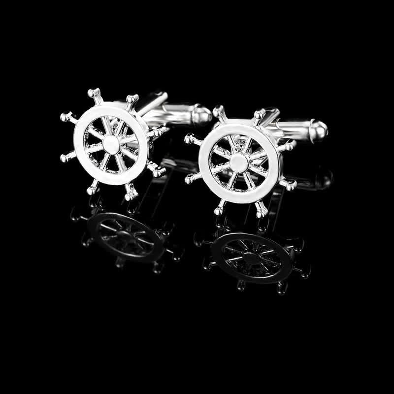 Set di 2 gemelli da uomo con fermacravatta e ancora da barca in argento da marinaio - image 2