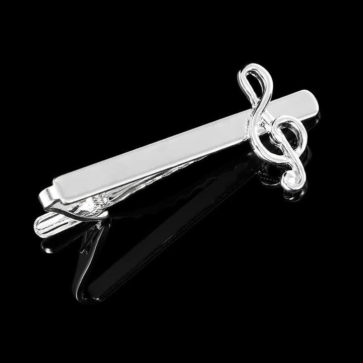 Set di 2 gemelli con fermacravatta a forma di nota musicale in argento da uomo - image 7