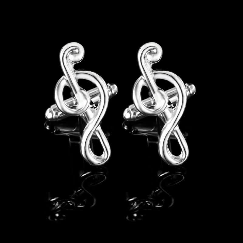 Set di 2 gemelli con fermacravatta a forma di nota musicale in argento da uomo - image 8