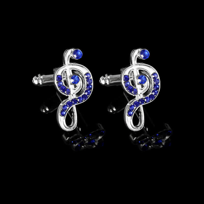 Set di 2 gemelli con fermacravatta a forma di nota musicale in argento da uomo - image 2