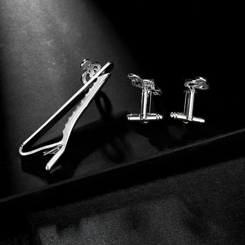 Set di 2 gemelli con fermacravatta a forma di nota musicale in argento da uomo - image 4