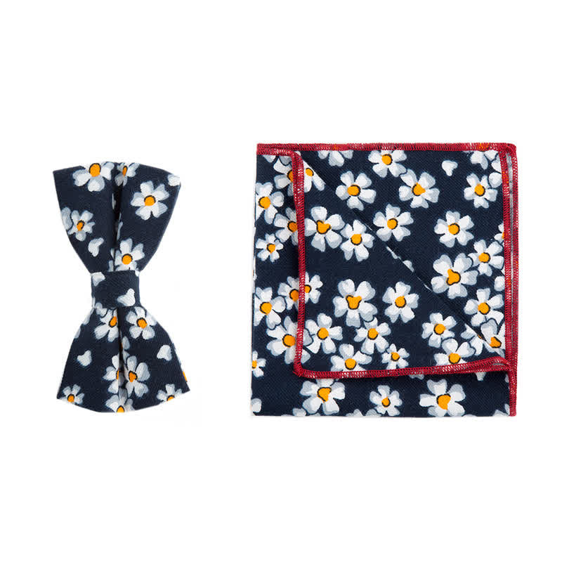 Set di 2 fazzoletti e papillon in cotone con motivo floreale da uomo - Marina Militare - Papillon + Sciarpa Quadrata - image 2