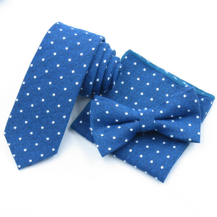 Set di 3 cravatte eleganti a pois da uomo