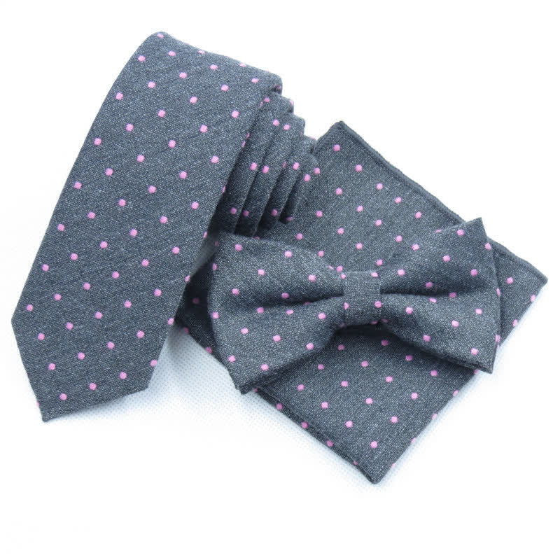 Set di 3 cravatte eleganti a pois da uomo