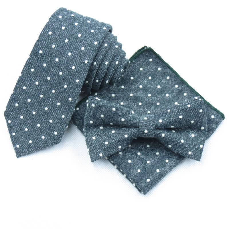 Set di 3 cravatte eleganti a pois da uomo