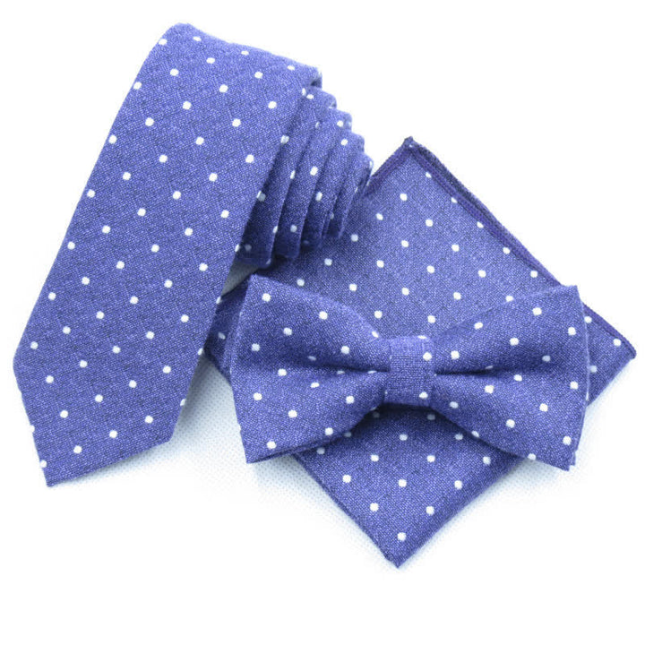 Set di 3 cravatte eleganti a pois da uomo