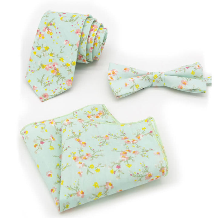 Set di 3 cravatte a farfalla in cotone con motivo Paisley da uomo - Stile n. 7 - Papillon + Cravatta + Fazzoletto - image 18