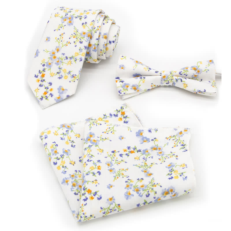 Set di 3 cravatte a farfalla in cotone con motivo Paisley da uomo - Stile n. 9 - Papillon + Cravatta + Fazzoletto - image 24