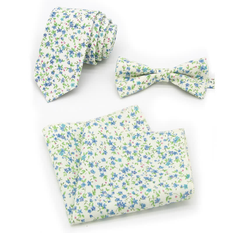 Set di 3 cravatte a farfalla in cotone con motivo Paisley da uomo - Stile n. 10 - Papillon + Cravatta + Fazzoletto - image 27