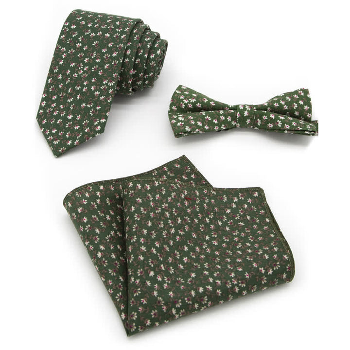 Set di 3 cravatte a farfalla in cotone con motivo Paisley da uomo - Stile n. 12 - Papillon + Cravatta + Fazzoletto - image 33