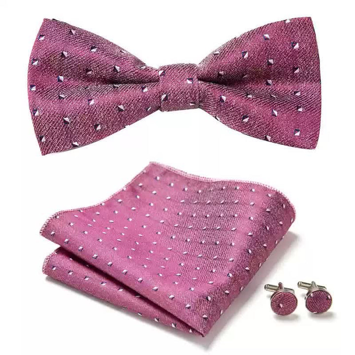 Set di 3 gemelli da taschino con motivo geometrico rosa da uomo - Rosa - image 0