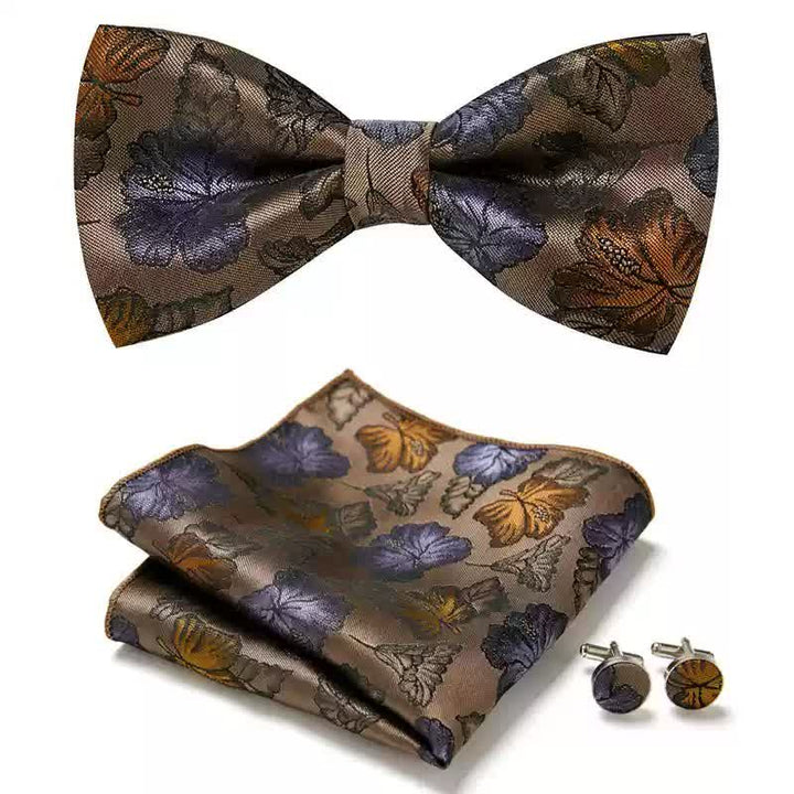 Set di 3 gemelli da taschino con papillon e foglie d'acero cadenti da uomo - Perù - image 0